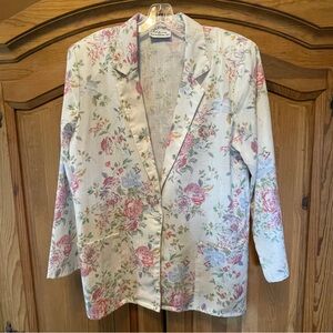 Women 80’s California Connection,Inc. Floral Blazer Cottagecore Vintage Rose